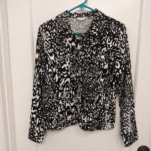 Erin London Sz S Animal Print Jacket Button Up 100% Cotton